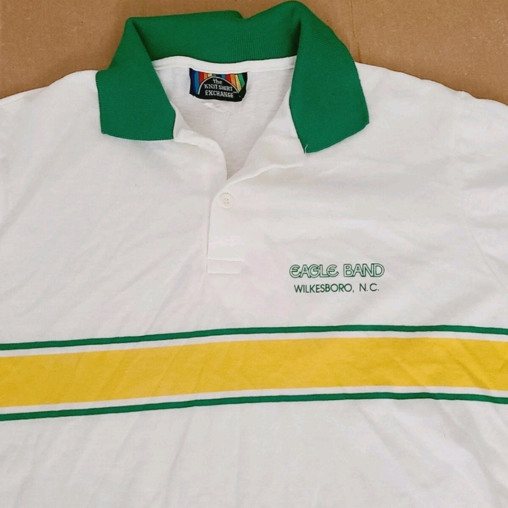 Vintage School Knit Shirt Exchange Polo Eagles Band Wilkes Central High Size M